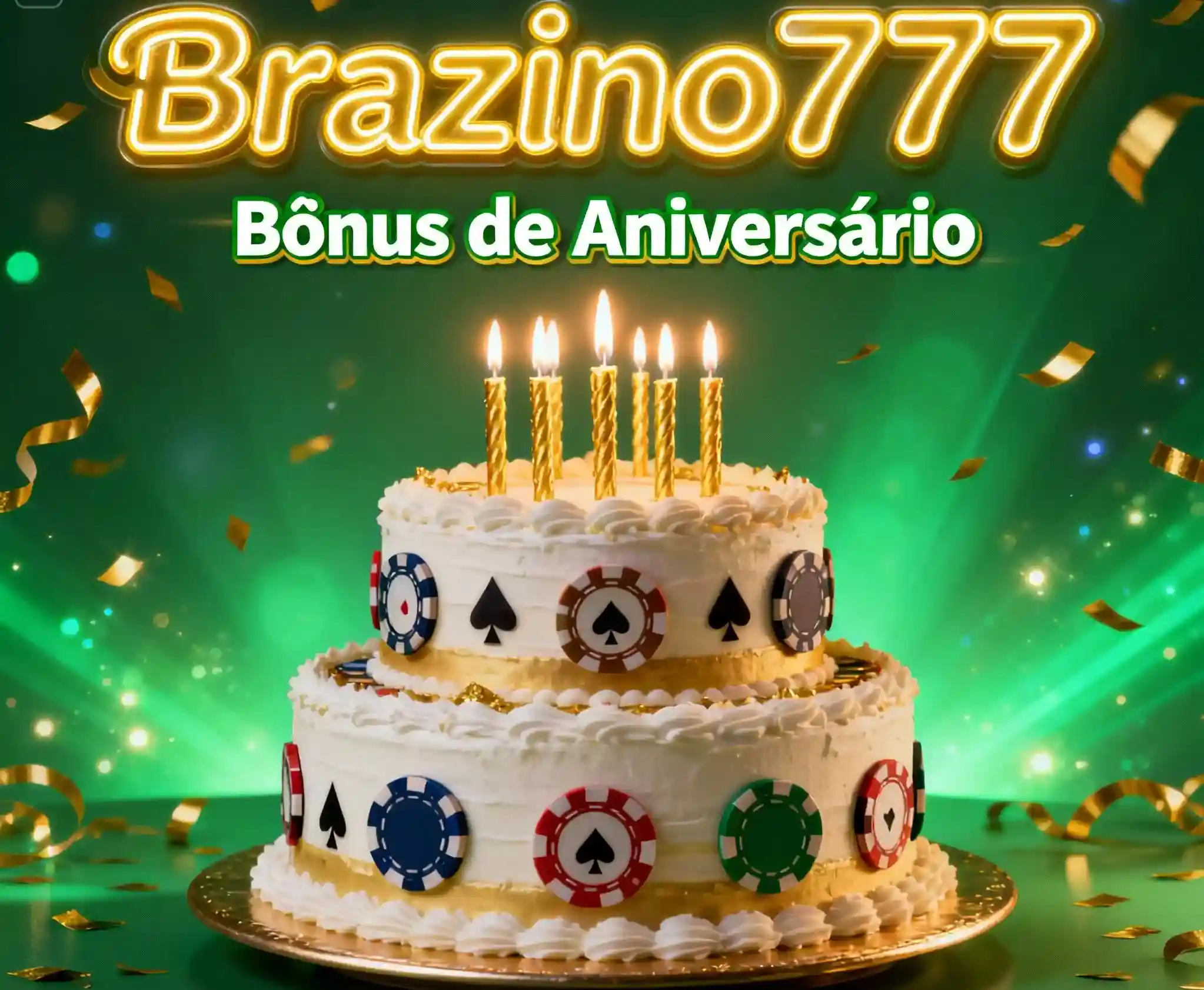 Festive cake with candles Brazino777 Bônus de Aniversário